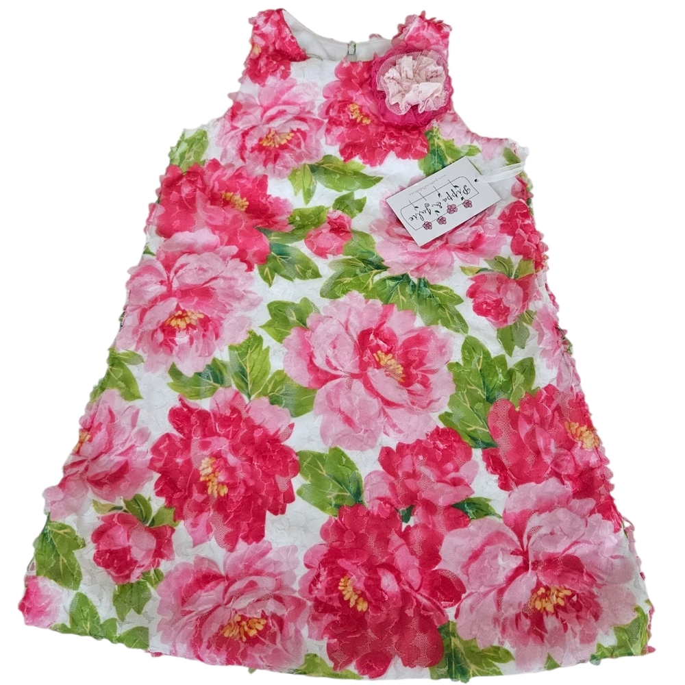 NWT Pippa & Julie Pink and Green Floral Girls Dress 6 Years